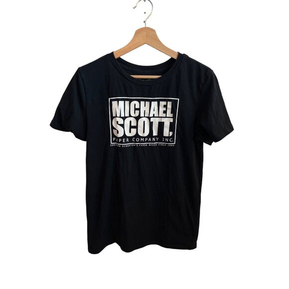 The Office Michael Scott Paper Company Black T-Shirt Graphic Tee Women's Size L - Picture 1 of 4